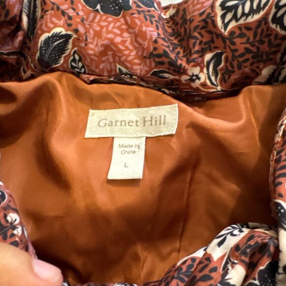 Garnet Hill Womens Large Floral Quilted Down Zip Jacket Feather Down Winter Coat - Picture 5 of 9